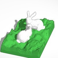 Small two bunnies looking at each other 3D Printing 14539