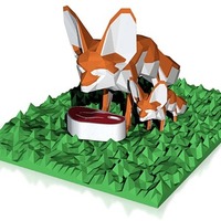 Small 2 fennec foxes enjoying a steak in zoo 3D Printing 14601