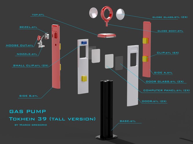 Gas Pump - Tokhein 39 (tall version) 3D Print 146650 Gas Pump - Tokhein 39 (tall version) 3D Print 146650