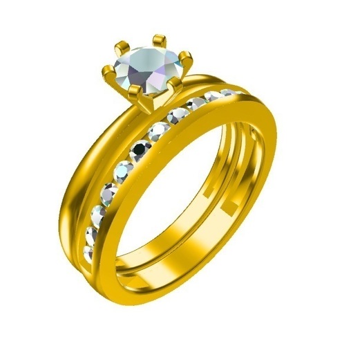 Free 3D CAD Model Of Wedding Bridal Ring Set 3D Print 147561