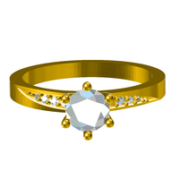 Small 3D CAD Model For Solitaire With Accents wedding Ring 3D Printing 147812