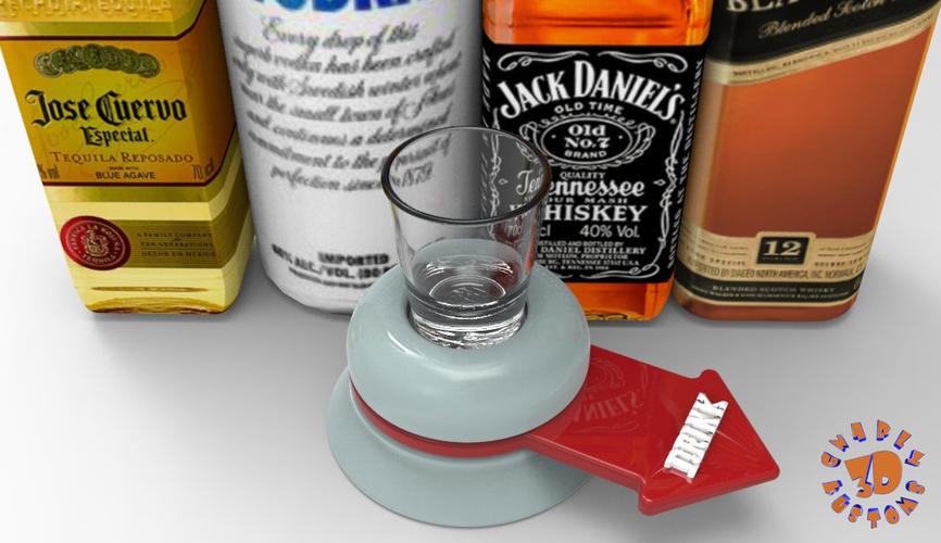 The Shot Glass Drinking Game Spinner - *FREE DOWNLOAD* 3D Print 150022 The Shot Glass Drinking Game Spinner - *FREE DOWNLOAD* 3D Print 150022