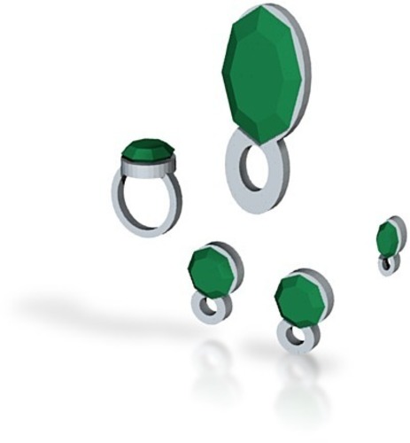 lara emerald jewelry full set 3D Print 15034
