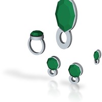 Small lara emerald jewelry full set 3D Printing 15034