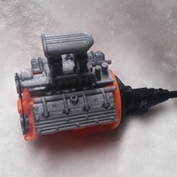 Small remix of HotRod V8 twin carb blown nostalgic engine by macone1,  3D Printing 156426