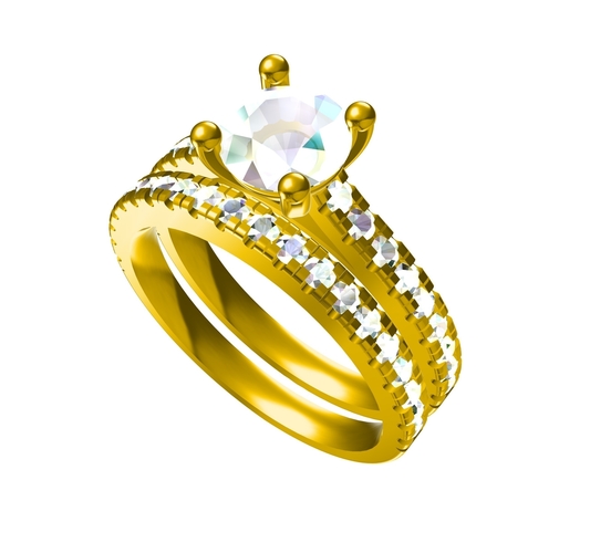 3D Jewelry CAD File For Beautiful Bridal Ring Set 3D Print 156582