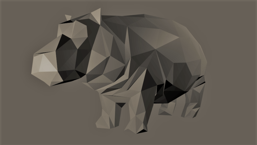 Low-Poly Hippo 3D Print 166938