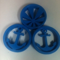 Small Anchor & Rising Sun 1.5" Ear Plugs  3D Printing 168443