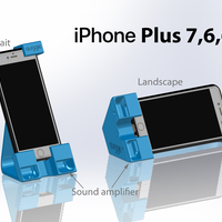 Small iPhone 7 PLUS, 6 PLUS or 6S PLUS cradle +sound amplifier 3D Printing 170460