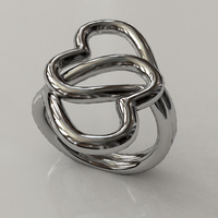 Small Knotted Hearts Ring 3D Printing 17225