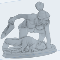 Small Lady Pussy action figures model woman cat warrior fight 3D Printing 172835