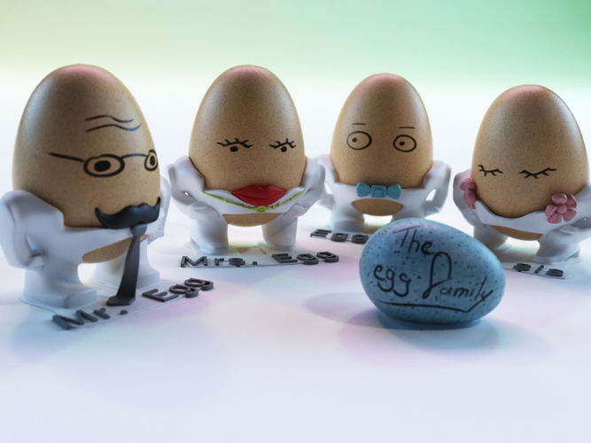 The Egg Family: all four 3D Print 17603