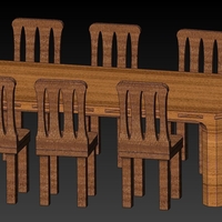 Small Doll House Furniture - Table1 & Chairs1 Kit 3D Printing 182339