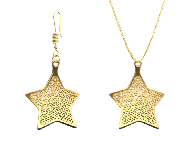 Earring and Necklace star Type 1 3D Print 18269