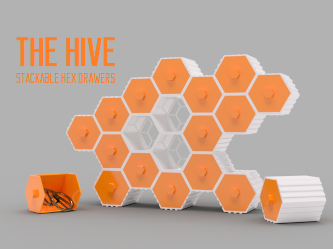 The HIVE - Stackable Hex Drawers 3D Print 185487