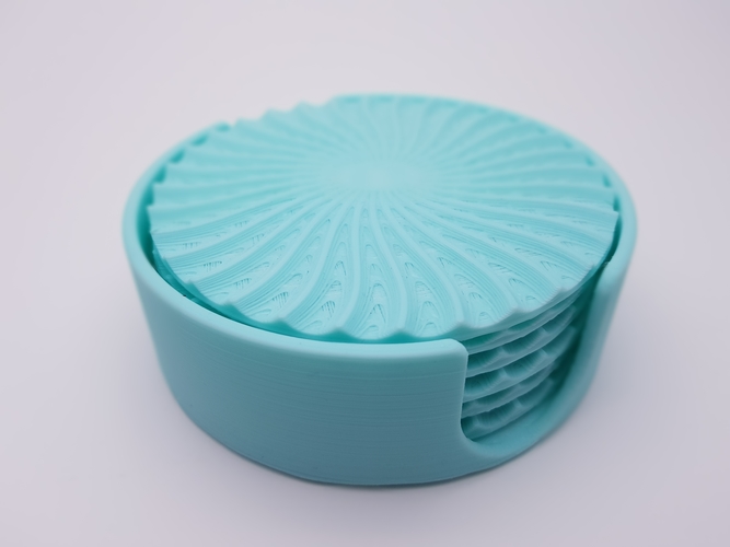 Radial Wave  Drinks coasters with holder 3D Print 186655
