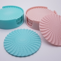 Small Radial Wave  Drinks coasters with holder 3D Printing 186656