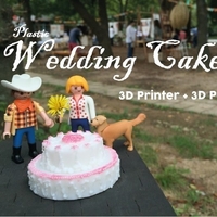 Small Plastic Wedding Cake = 3D Printed + 3D Pen 3D Printing 187778