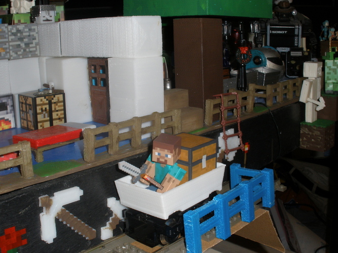Mine Cart for LEGO Train scale to Minecraft toy Steve. 3D Print 18970