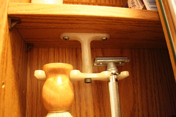 Brush & Safety Razor Hanger 3D Print 19678 Brush & Safety Razor Hanger 3D Print 19678