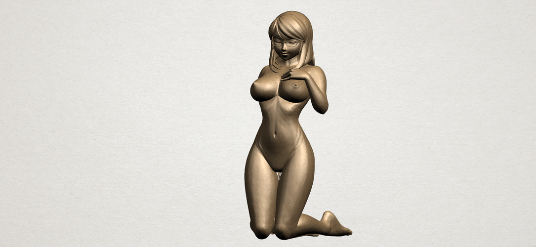 Naked girl - bended knees 01 3D Print 197255