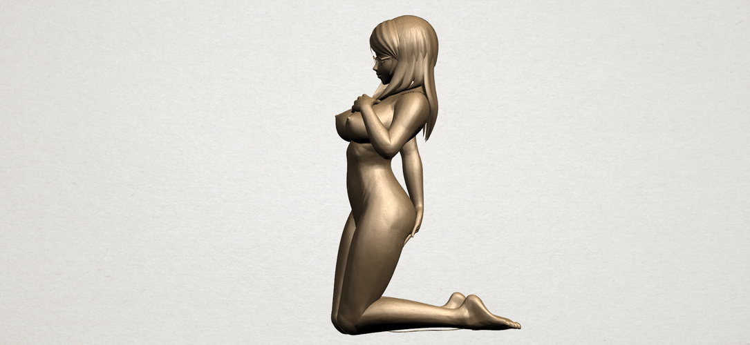 Naked girl - bended knees 01 3D Print 197257