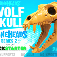 Small Boneheads S1: Wolf Skull w/ Jaw - 3DKitbash.com 3D Printing 19977