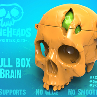 Small Boneheads: Skull Box w/ Brain - via 3DKitbash.com 3D Printing 19994