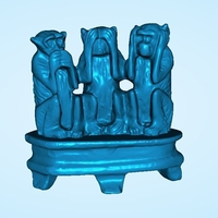 Small The 3 Wise Monkeys 3D Printing 202581