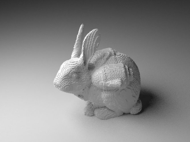 8-bit pixel | pixelized JetPack Bunny with Dissolvable material 3D Print 20270