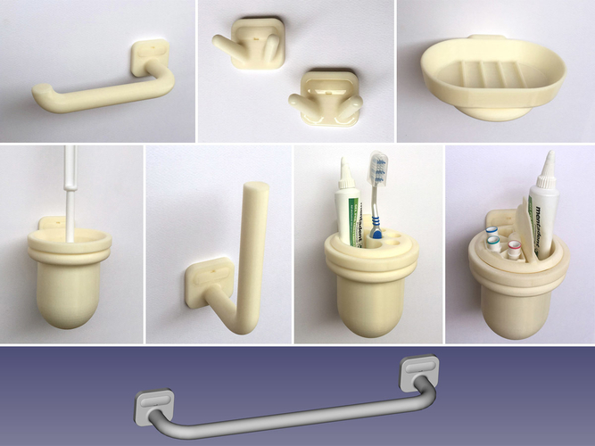 Bathroom accessories complete professional set 3D Print 203991
