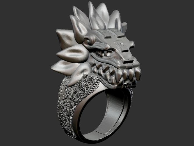 Quetzalcoatl Ring 3D Print 205762 Quetzalcoatl Ring 3D Print 205762
