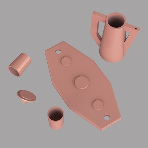 Tray with jug and glasses 3D Print 206334 Tray with jug and glasses 3D Print 206334