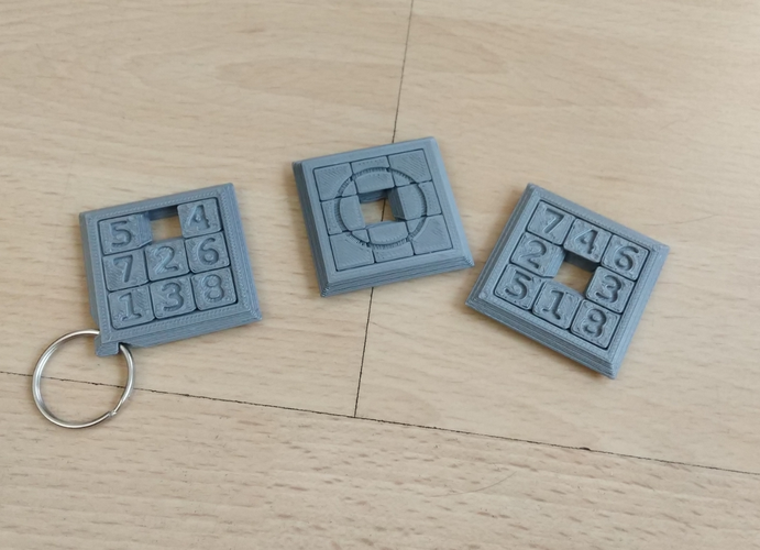 Two Sided Sliding Puzzle Key Ring 3D Print 207100