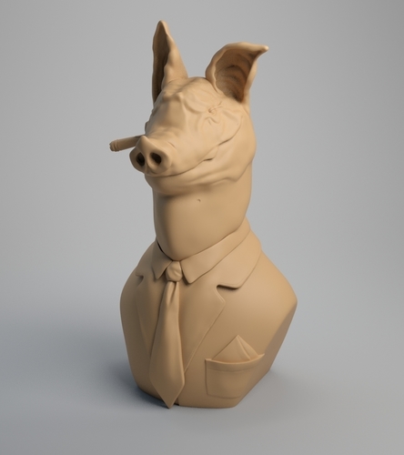Pig Bust, The chief 3D Print 209080 Pig Bust, The chief 3D Print 209080