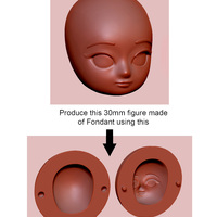 Small Anime Head_Fondant Molder_30mm 3D Printing 21070