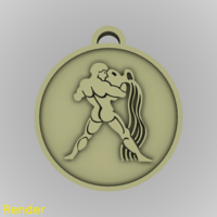 Small Aquarius Zodiac Medallion Pendant 3D Printing 213365