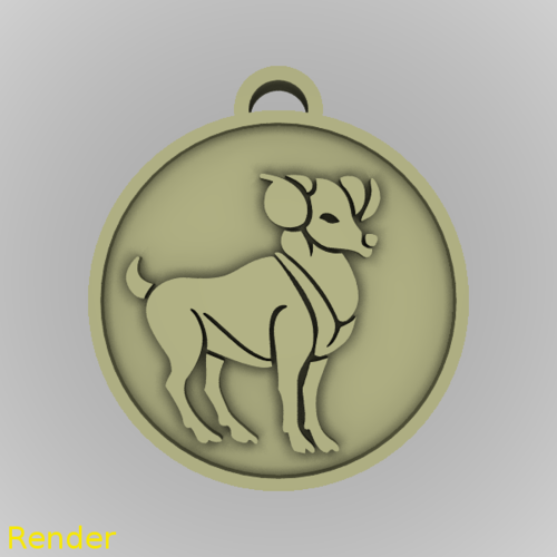 ​Aries Zodiac Medallion Pendant 3D Print 213369
