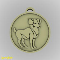 Small ​Aries Zodiac Medallion Pendant 3D Printing 213369