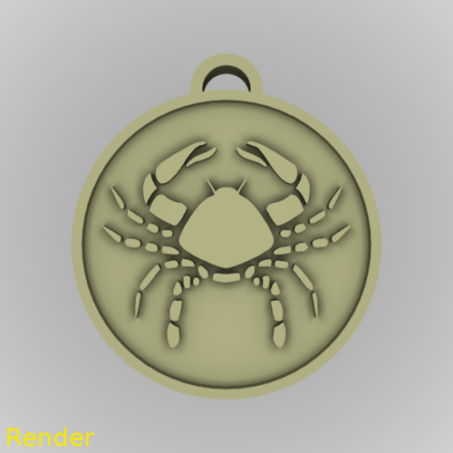 ​Cancer Zodiac Medallion Pendant 3D Print 213610
