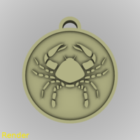 Small ​Cancer Zodiac Medallion Pendant 3D Printing 213610