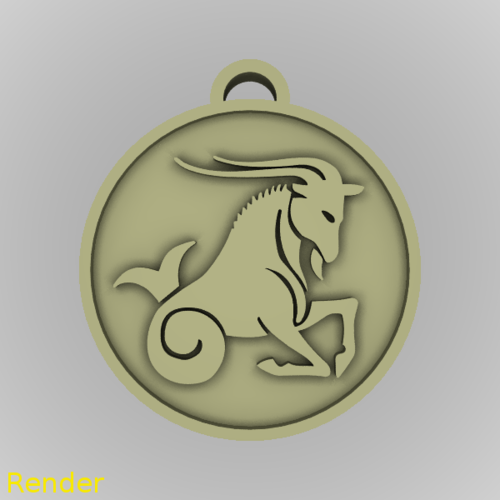 Capricorn Zodiac Medallion Pendant 3D Print 213612