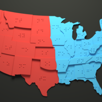 Small USA Braille Map: Feel The World 3D Printing 215115