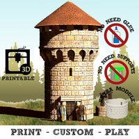 Small Modular Covered Watchtower - WarGames - Terrain -building 3D Printing 218371