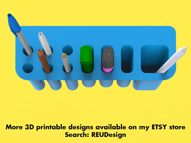 Desk Organiser Pen Holder - Monitor Mounted 3D Print 218996