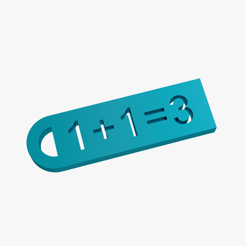 Keychain 1+1=3 3D Print 220880 Keychain 1+1=3 3D Print 220880
