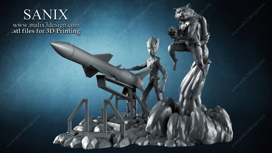 Rocket and Teen Groot - Guardians of the Galaxy 3D Print 221181 Rocket and Teen Groot - Guardians of the Galaxy 3D Print 221181