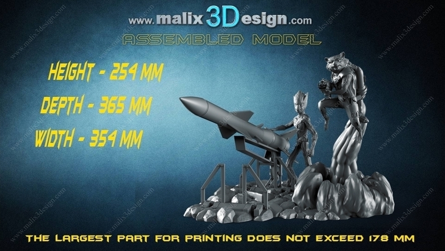 Rocket and Teen Groot - Guardians of the Galaxy 3D Print 221190 Rocket and Teen Groot - Guardians of the Galaxy 3D Print 221190