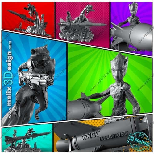 Rocket and Teen Groot - Guardians of the Galaxy 3D Print 221191 Rocket and Teen Groot - Guardians of the Galaxy 3D Print 221191