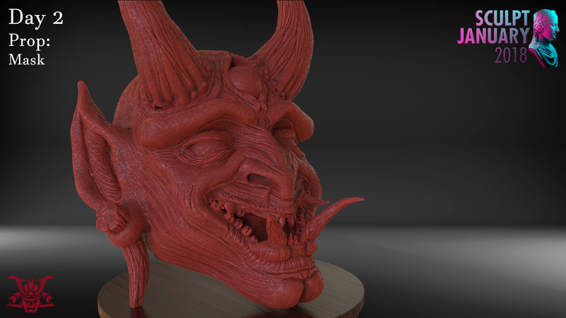Japanese Oni Mask or Demon Mask